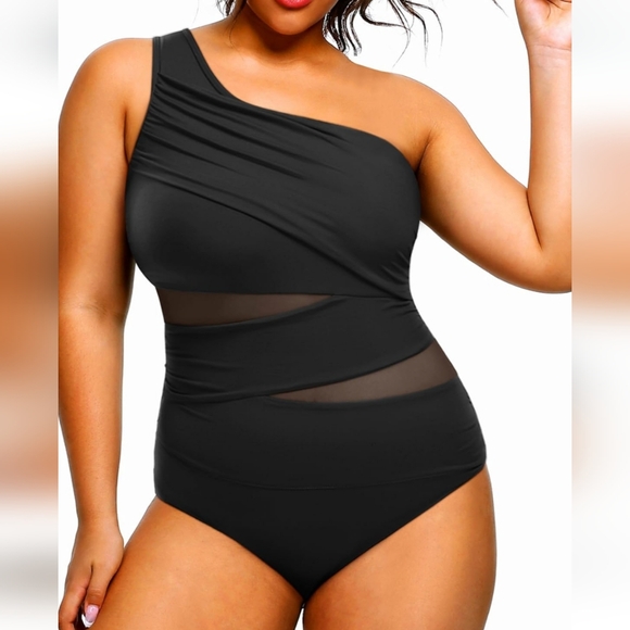 AQUA EVE PLUS SIZE Mesh One Piece Swimsuit - Picture 2 of 7